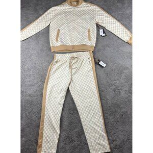 Switch Remarkable Mens Tracksuit Set XL Cream Monogram Full Zip NWT